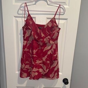 Express Red Sleeveless Camisole with V-Neck and Asymmetrical Wrap